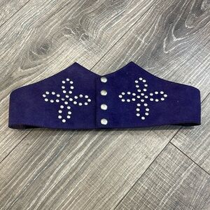 Purple 4 button snap studded belt